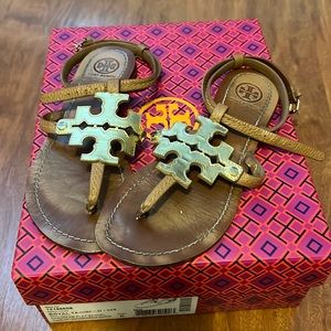 Tory Burch Chandler Royal Tan/Gold Flat Sandal